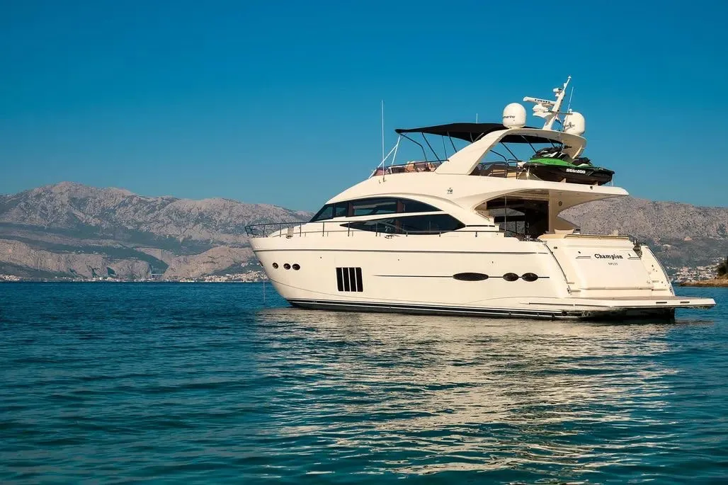 Champion, a Princess 72 Fly motor yacht at Podstrana - Miljevac, Croatia
