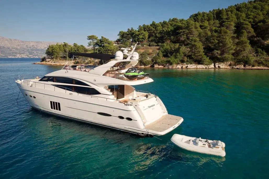 Champion, a Princess 72 Fly motor yacht at Podstrana - Miljevac, Croatia