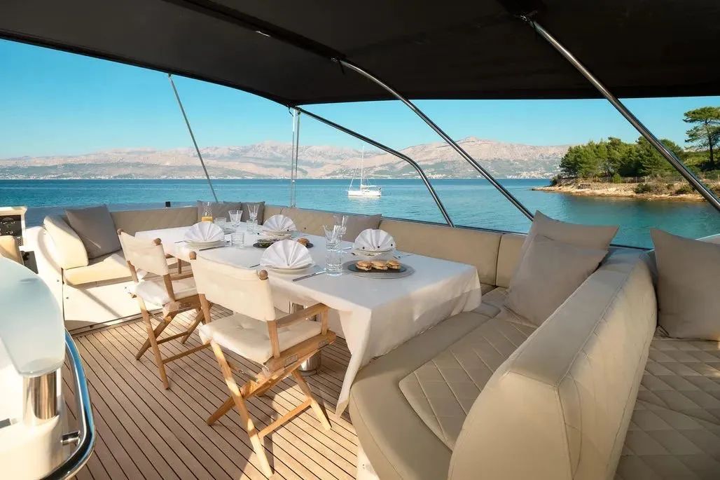 Champion, a Princess 72 Fly motor yacht at Podstrana - Miljevac, Croatia