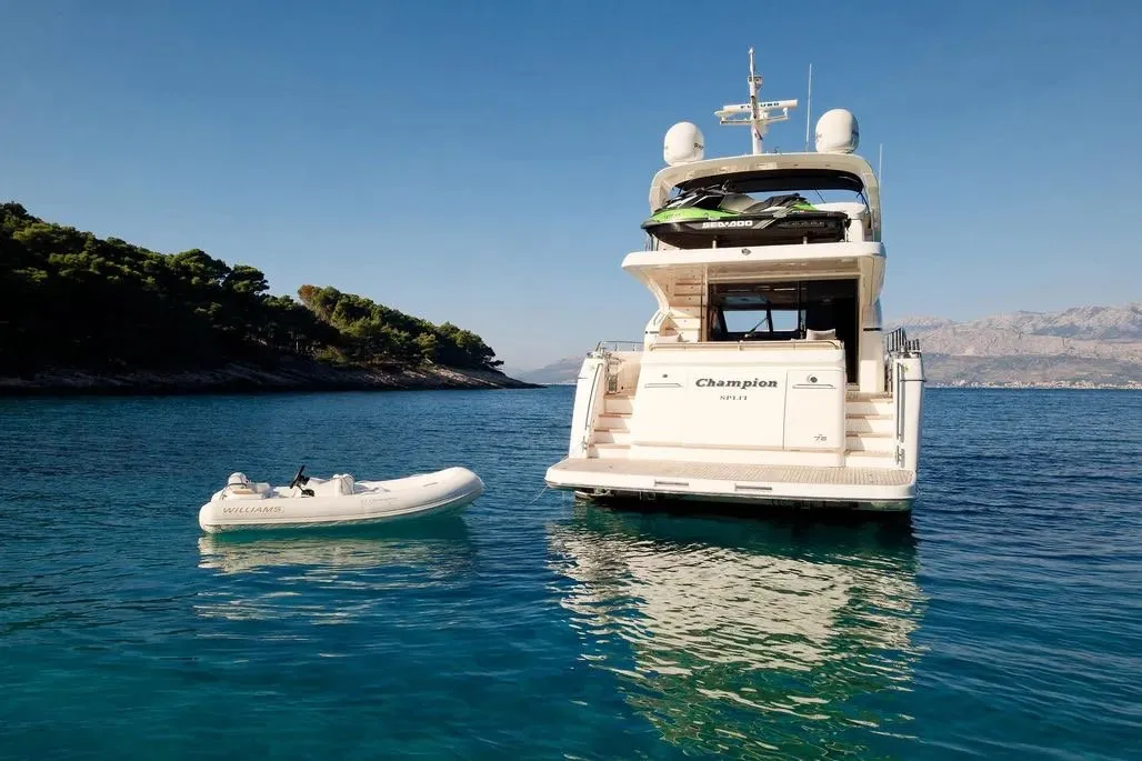 Champion, a Princess 72 Fly motor yacht at Podstrana - Miljevac, Croatia