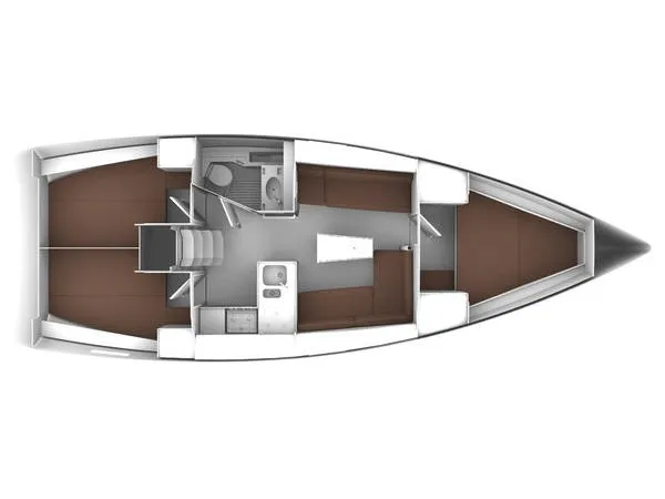 Floor plan of Lydia, a Bavaria Cruiser 37 sailboat at Kos, Greece