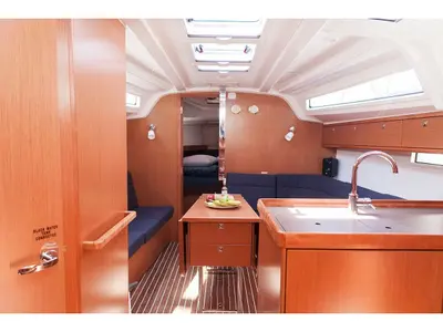 Salon of Lydia, a Bavaria Cruiser 37 sailboat at Kos, Greece
