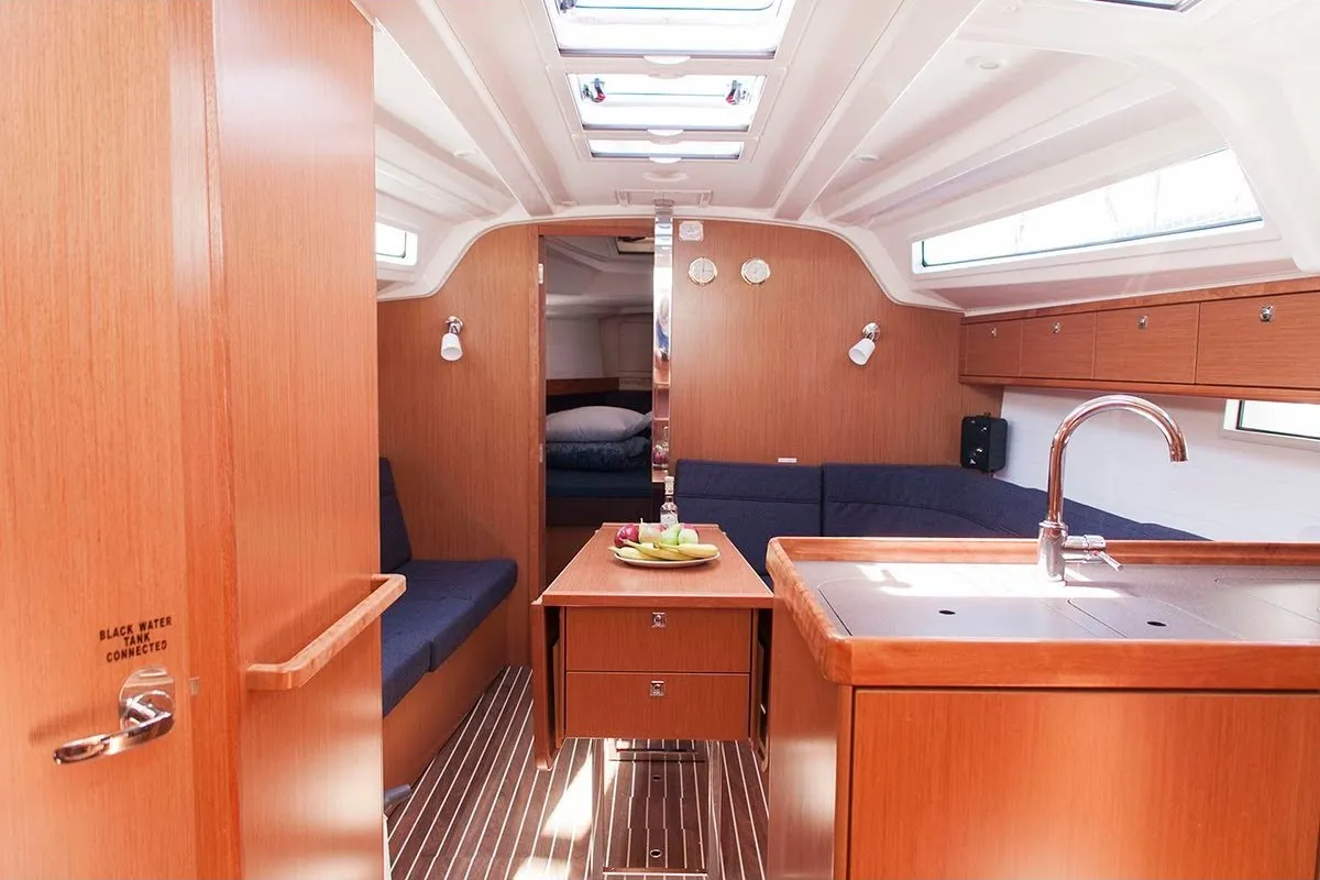 Salon of Lydia, a Bavaria Cruiser 37 sailboat at Kos, Greece