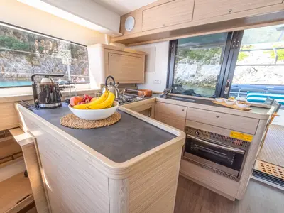 Galley of INSPIRE, a Lagoon 42 catamaran at Municipal Unit of Lefkada, Greece