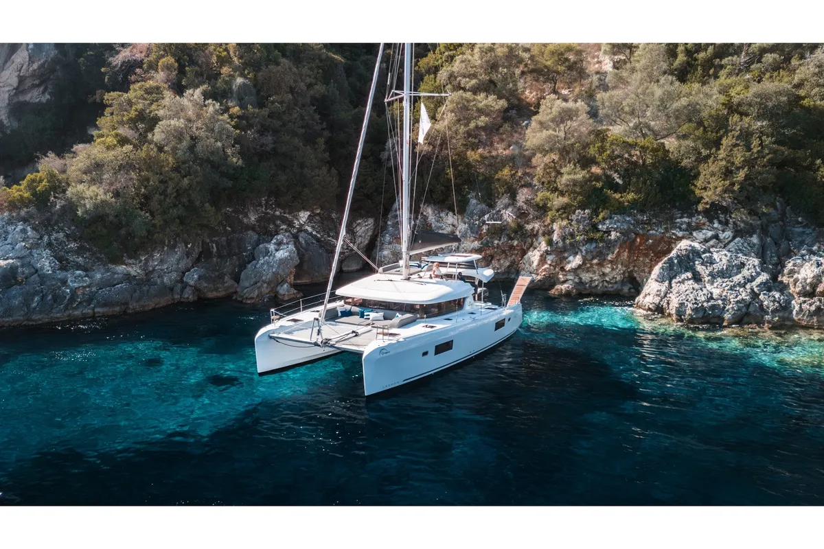 Exterior view of INSPIRE, a Lagoon 42 catamaran at Municipal Unit of Lefkada, Greece