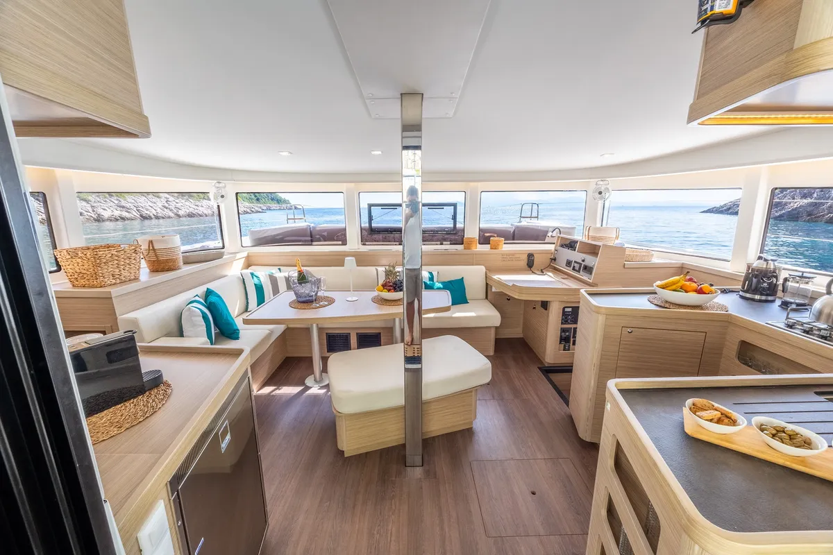 Salon of INSPIRE, a Lagoon 42 catamaran at Municipal Unit of Lefkada, Greece