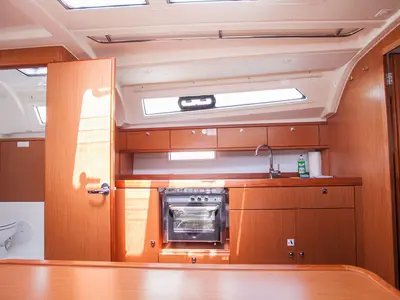 Galley of Dolce vita, a Bavaria Cruiser 41 sailboat at Split, Croatia