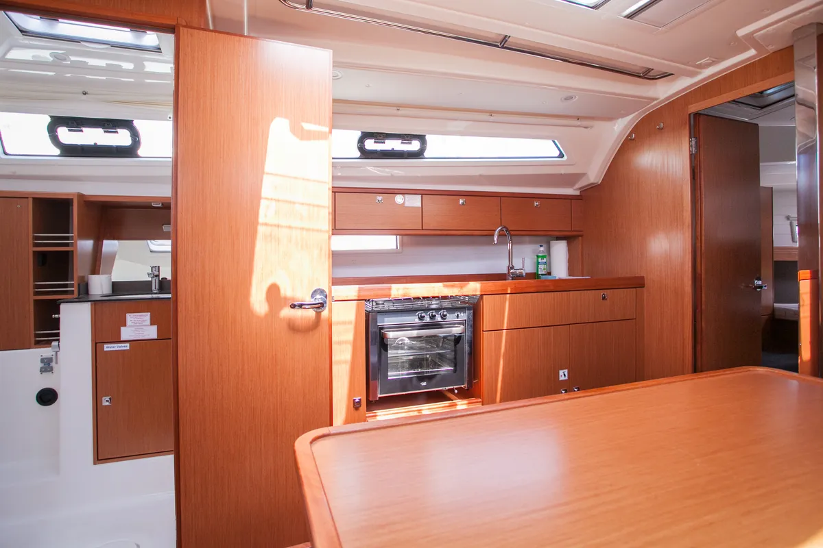 Galley of Dolce vita, a Bavaria Cruiser 41 sailboat at Split, Croatia