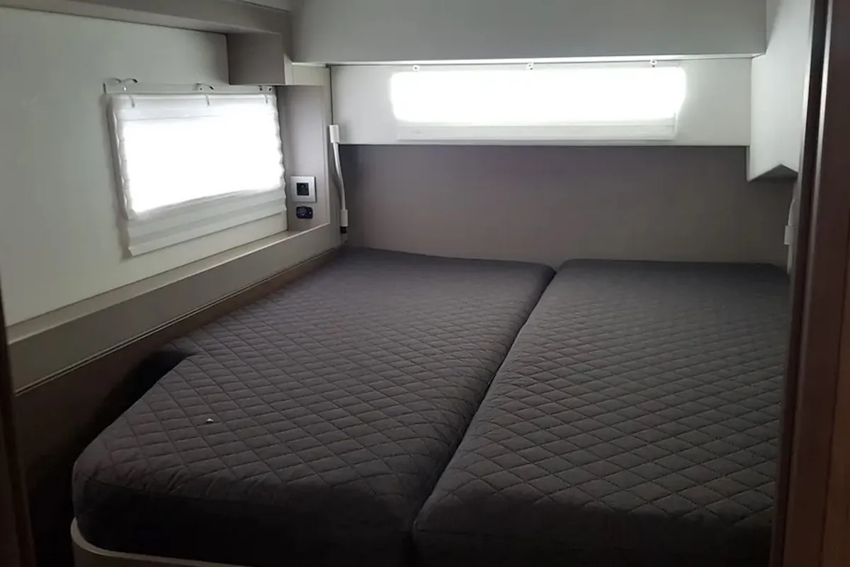Cabin on Ziphius, a Bali 4.2 catamaran at Olbia, Italy
