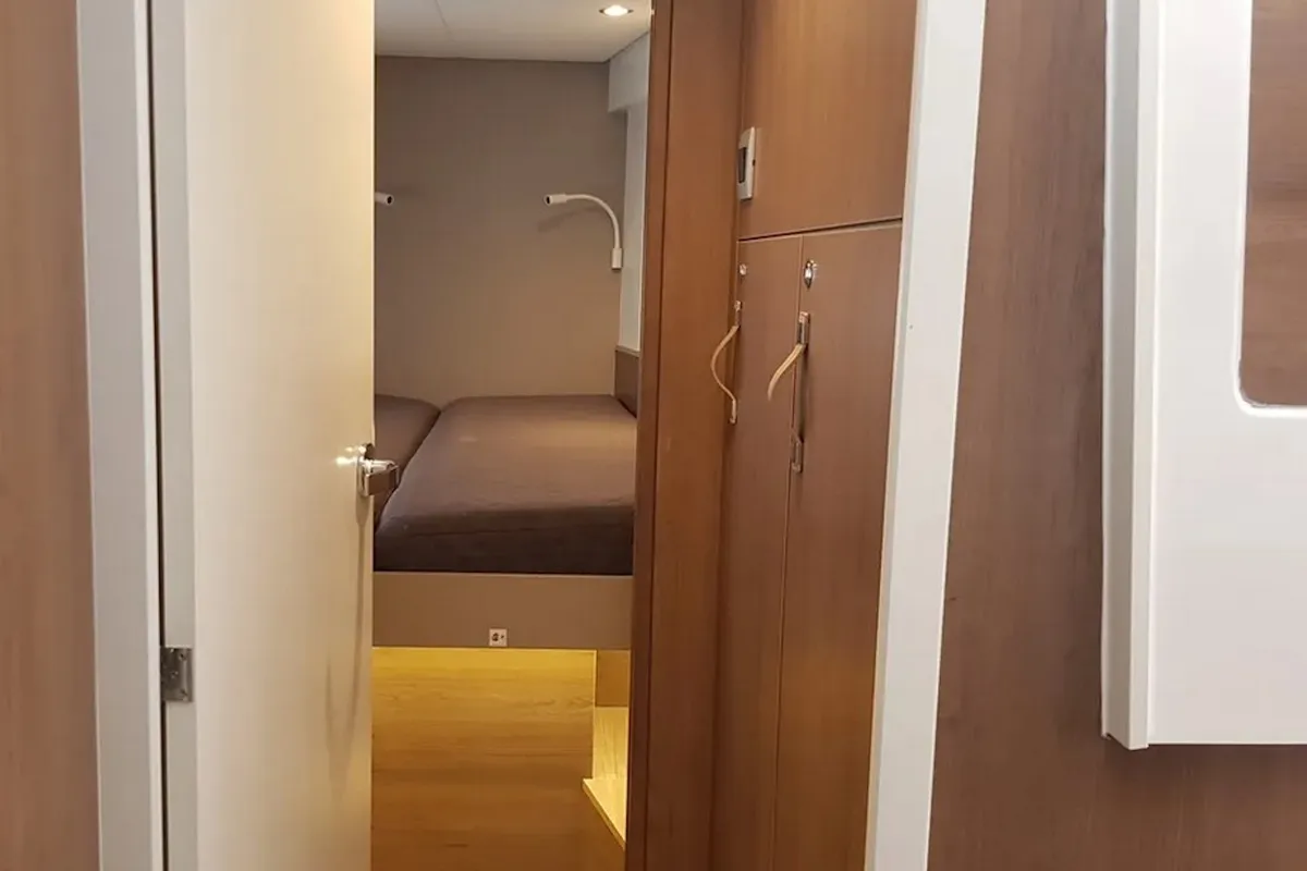 Cabin on Ziphius, a Bali 4.2 catamaran at Olbia, Italy