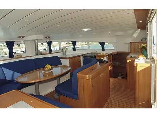 Salon of Vega, a Lagoon 410 S2 catamaran at Cagliari, Italy