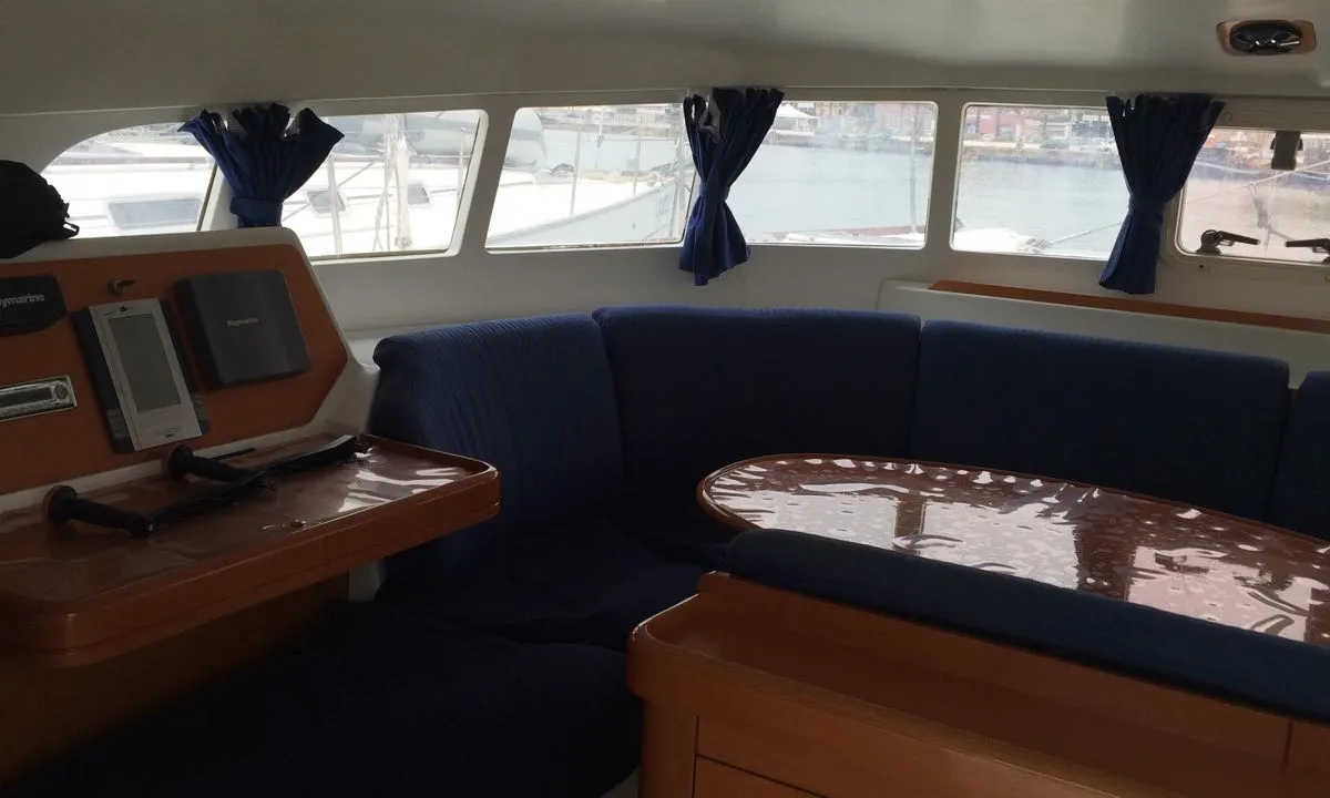 Salon of Vega, a Lagoon 410 S2 catamaran at Cagliari, Italy