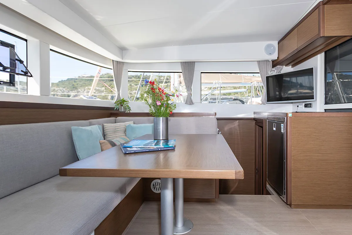 Salon of Bye Bye 2020, a Lagoon 40 catamaran at Primošten, Croatia