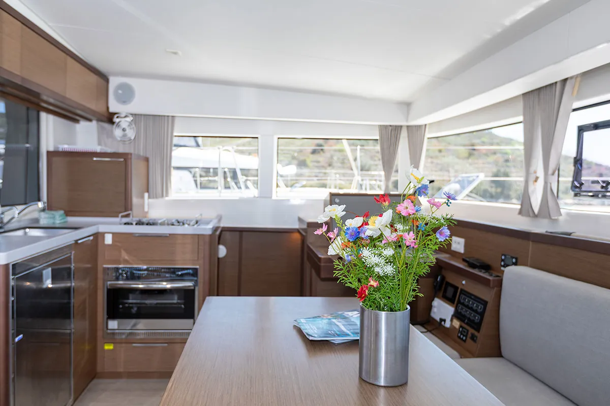 Galley of Bye Bye 2020, a Lagoon 40 catamaran at Primošten, Croatia