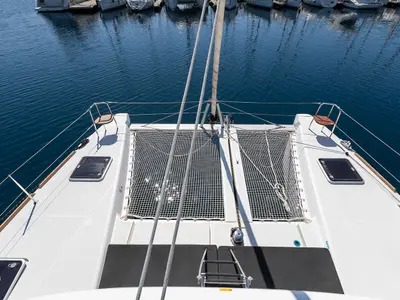 Deck of Bye Bye 2020, a Lagoon 40 catamaran at Primošten, Croatia