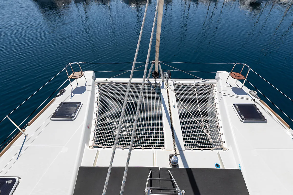 Deck of Bye Bye 2020, a Lagoon 40 catamaran at Primošten, Croatia