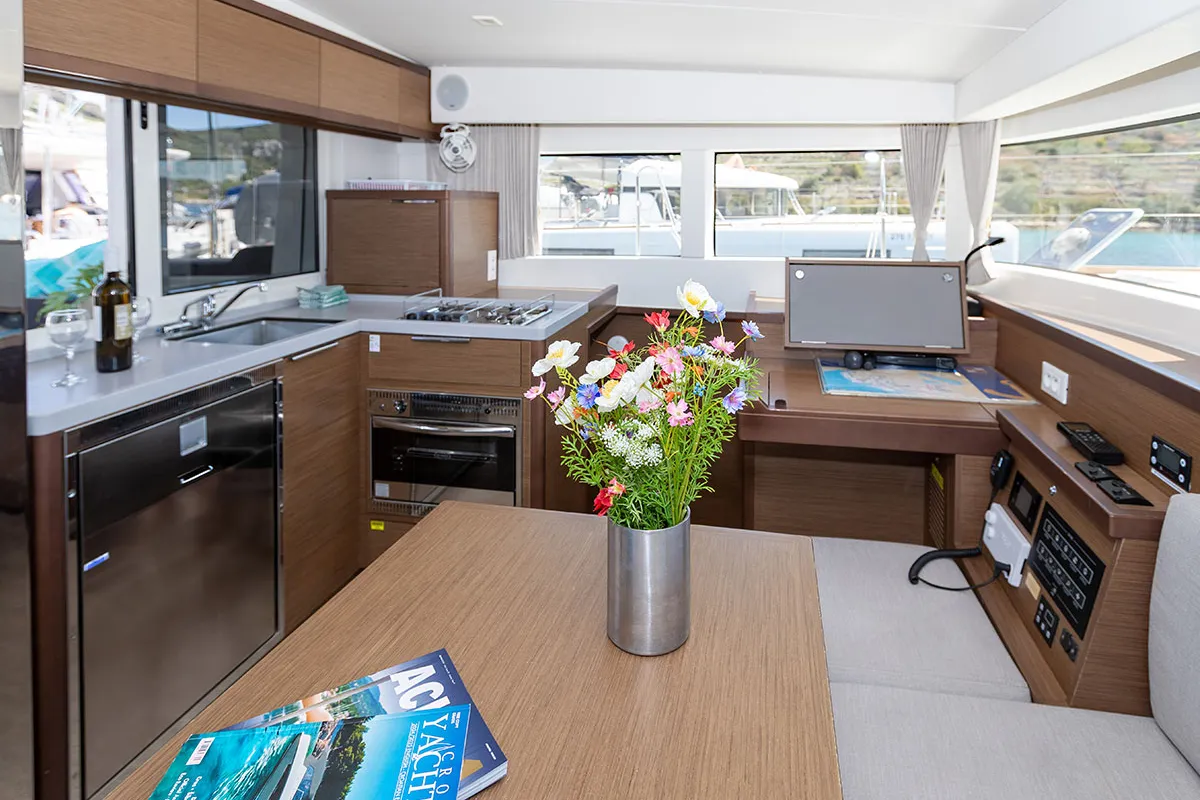 Galley of Bye Bye 2020, a Lagoon 40 catamaran at Primošten, Croatia