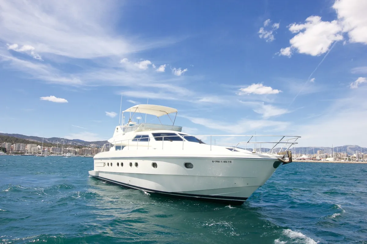 Exterior view of Tres Sirenas, a Ferretti 175 FLY motorboat at es Jonquet, Spain