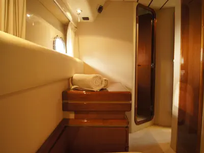 Cabin on Tres Sirenas, a Ferretti 175 FLY motorboat at es Jonquet, Spain