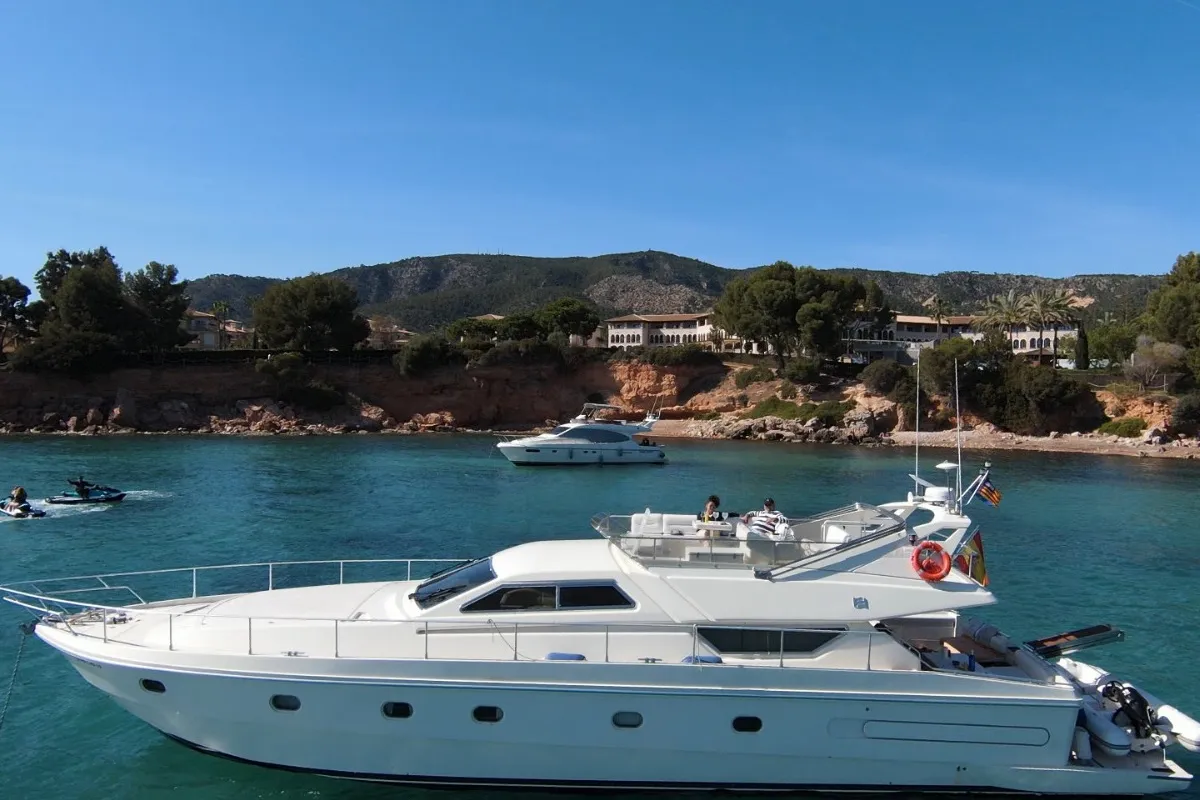 Exterior view of Tres Sirenas, a Ferretti 175 FLY motorboat at es Jonquet, Spain