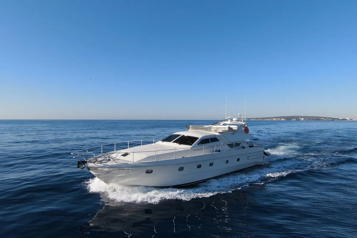 Exterior view of Tres Sirenas, a Ferretti 175 FLY motorboat at es Jonquet, Spain