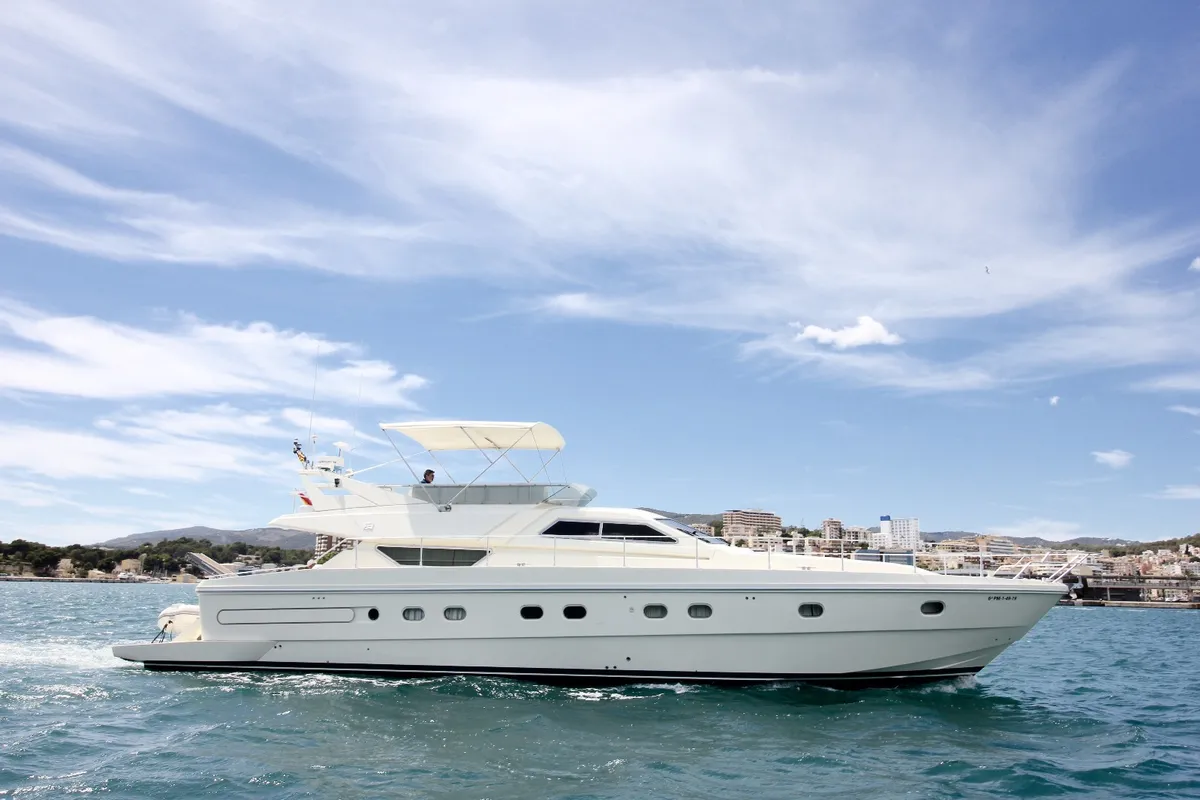 Exterior view of Tres Sirenas, a Ferretti 175 FLY motorboat at es Jonquet, Spain