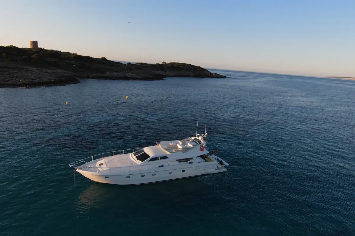 Exterior view of Tres Sirenas, a Ferretti 175 FLY motorboat at es Jonquet, Spain
