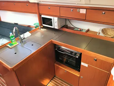 Galley of Kosjenka, a Bavaria Cruiser 34 sailboat at Općina Pakoštane, Croatia