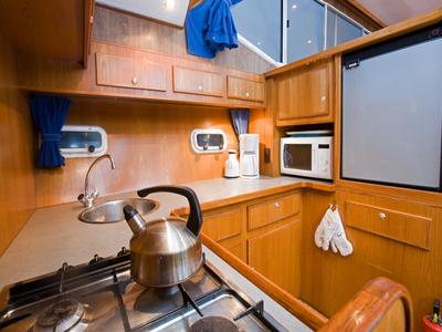 Galley of De Drait Renal 50, a motorboat at Drachten, Netherlands
