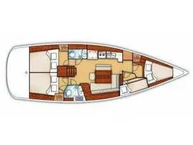 Floor plan of Carmen, a Beneteau Oceanis 43 sailboat at Athens, Greece