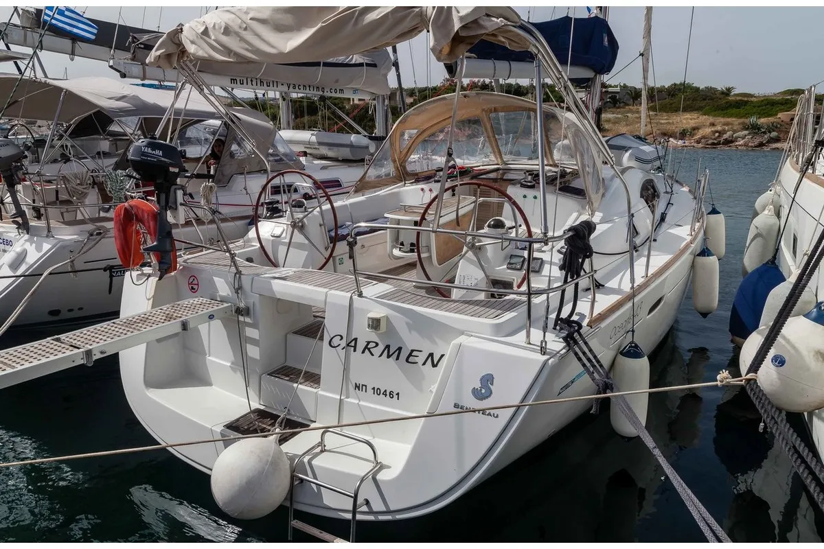 Exterior view of Carmen, a Beneteau Oceanis 43 sailboat at Athens, Greece