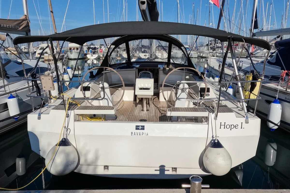 Exterior view of Hope I., a Bavaria C42 sailboat at Izola, Slovenia