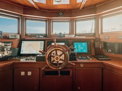 Cockpit of Gulet Motoryacht, a motor yacht at Split, Croatia