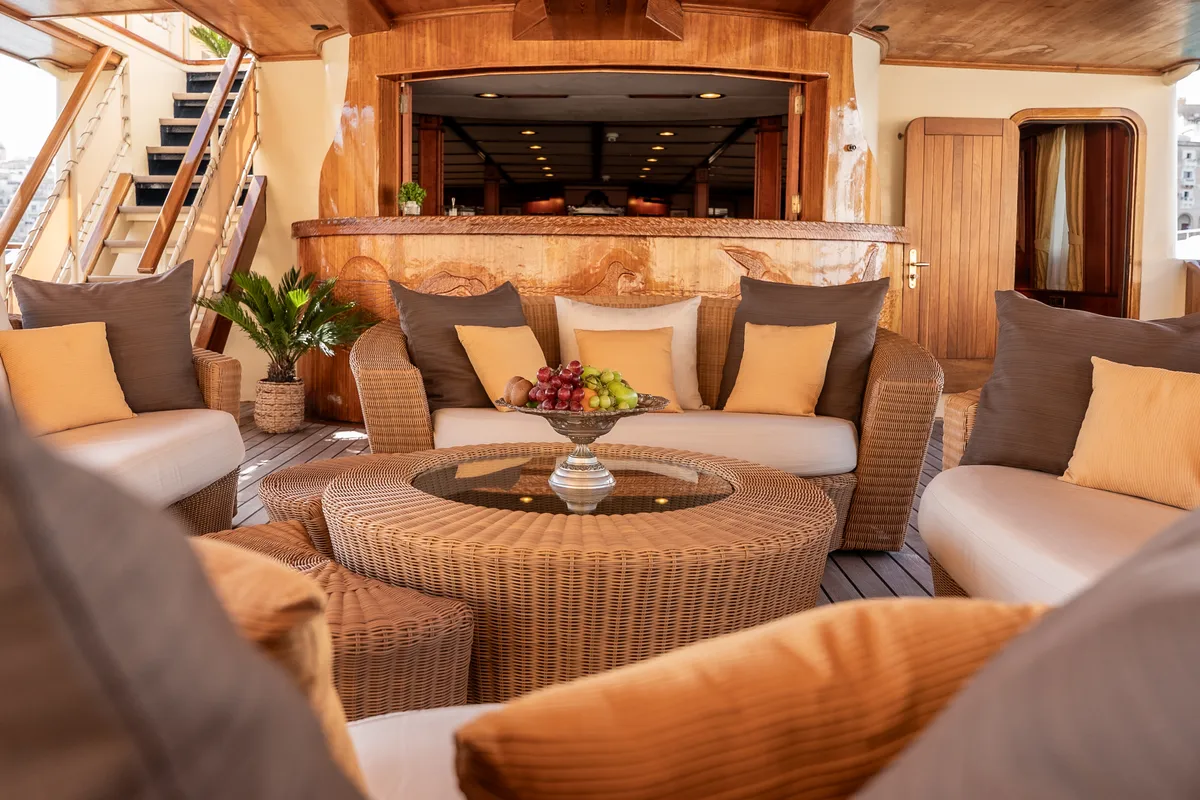 Deck of Gulet Motoryacht, a motor yacht at Split, Croatia