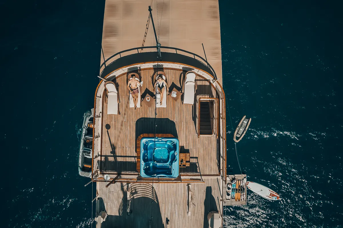 Deck of Gulet Motoryacht, a motor yacht at Split, Croatia