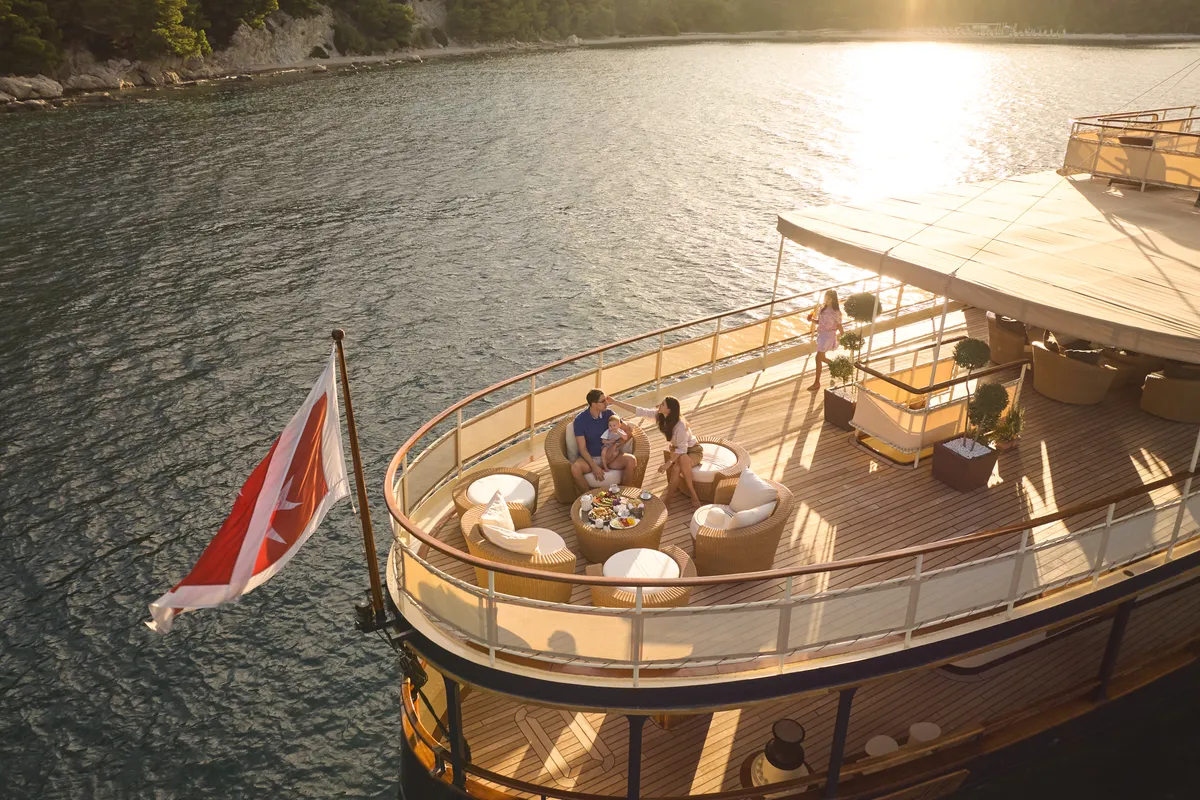 Deck of Gulet Motoryacht, a motor yacht at Split, Croatia