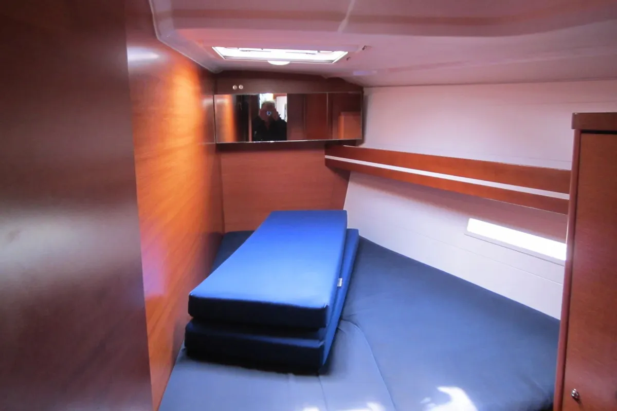 Cabin on Monarque, a Dufour 445 Grand Large sailboat at Saint-Cast-le-Guildo, France