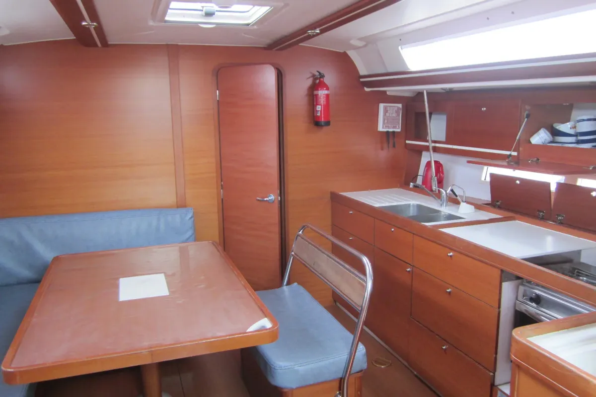 Galley of Monarque, a Dufour 445 Grand Large sailboat at Saint-Cast-le-Guildo, France
