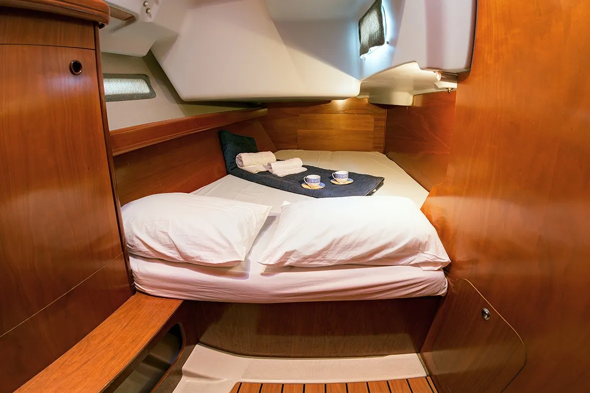Cabin on ARGO, a Beneteau Oceanis 393 sailboat at Athens, Marina Delta Kallithea, Greece