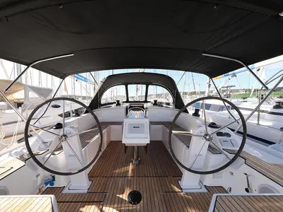 Cockpit of SeaTime, a Bavaria C42 sailboat at Pirovac, Croatia