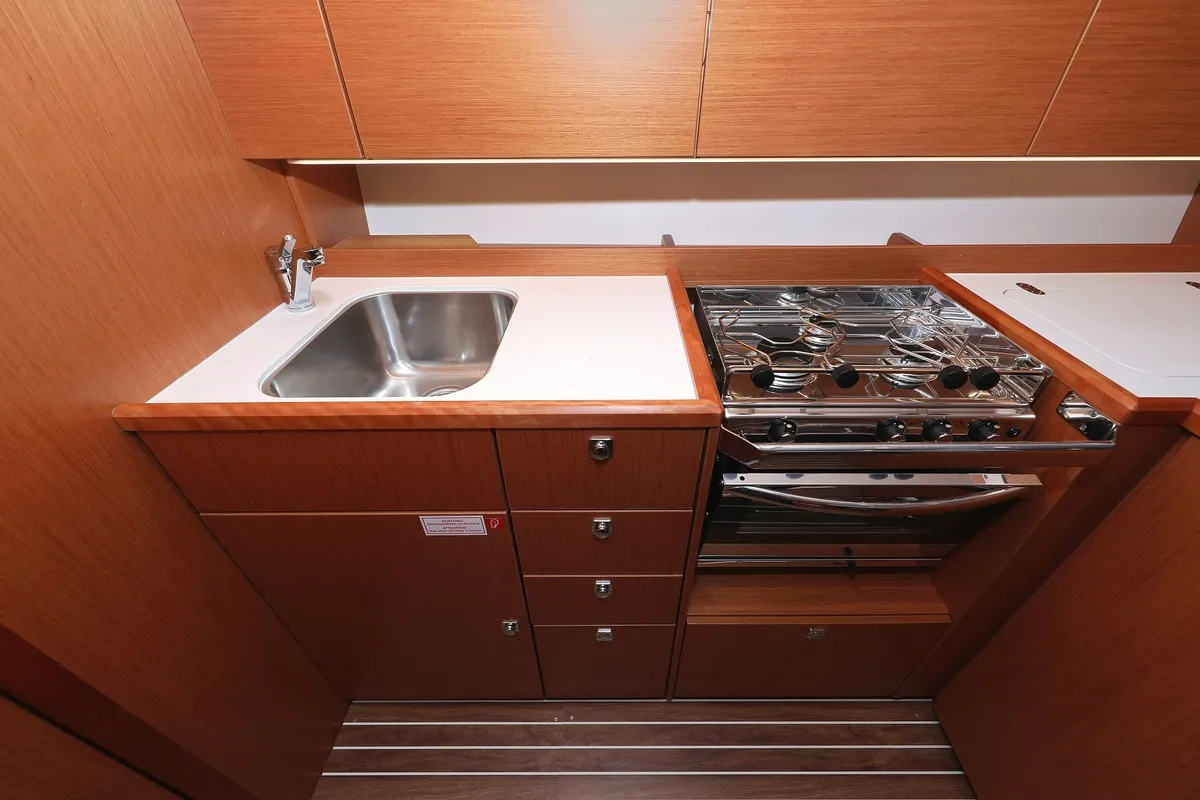Galley of SeaTime, a Bavaria C42 sailboat at Pirovac, Croatia