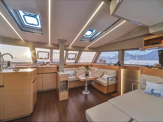 ODYSSEY, a Nautitech 46 Fly catamaran at Lavrion, Greece