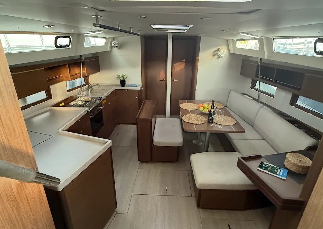 Exterior view of Athena 5, a Beneteau Oceanis 46.1 sailboat at Fethiye, Turkey