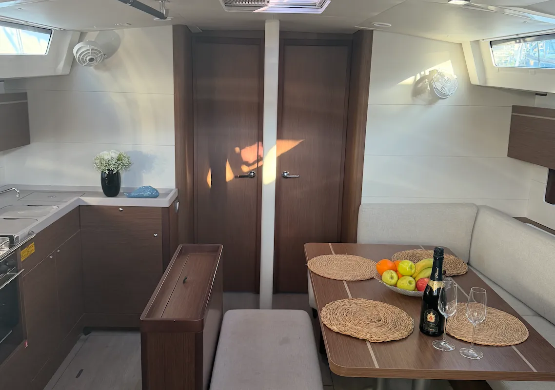 Deck of Athena 5, a Beneteau Oceanis 46.1 sailboat at Fethiye, Turkey