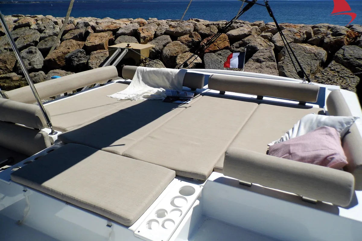 Deck of Moana, a Bali Catspace catamaran at Hyères, France