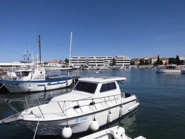 Exterior view of Zadar, a Damor 800 motorboat at Zadar, Croatia