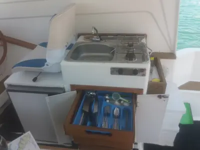 Galley of Zadar, a Damor 800 motorboat at Zadar, Croatia