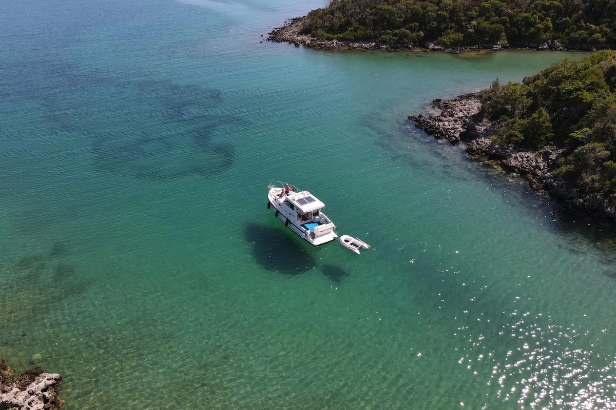 Exterior view of Zadar, a Damor 800 motorboat at Zadar, Croatia