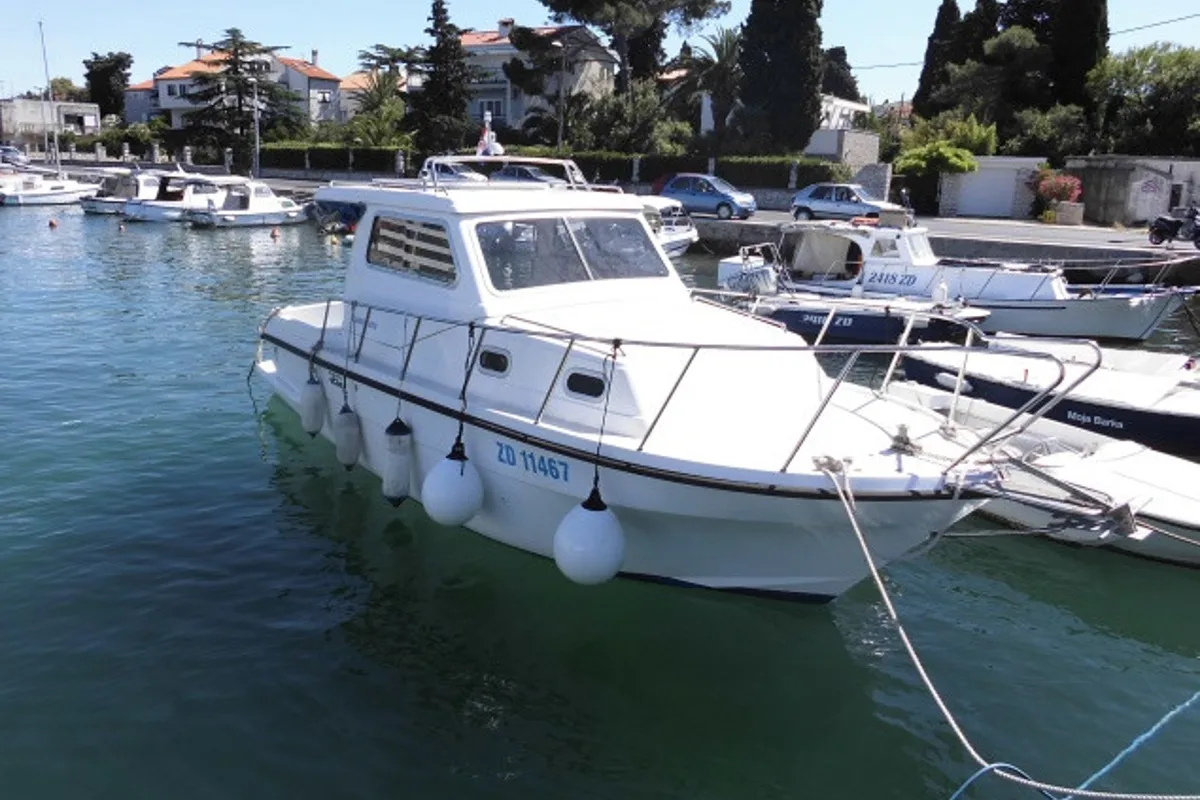 Exterior view of Zadar, a Damor 800 motorboat at Zadar, Croatia