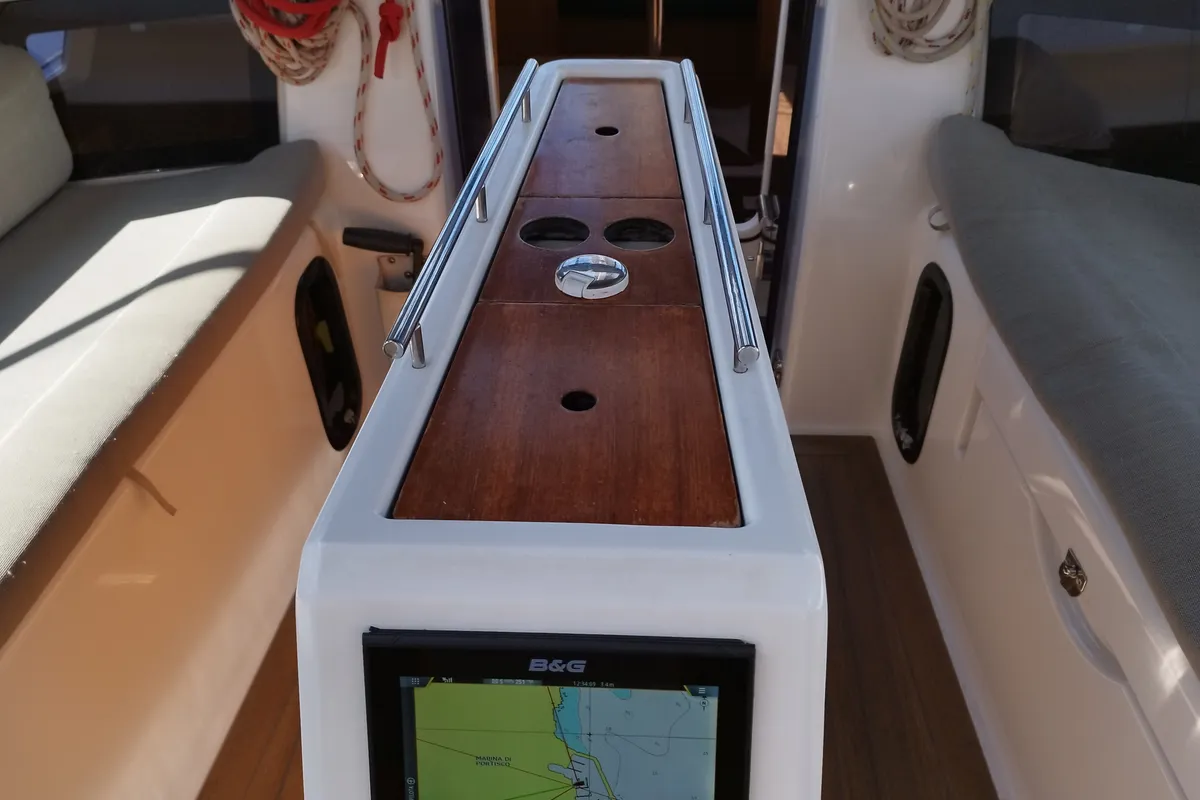 Cockpit of Karibu, a Dufour 360 GL sailboat at Olbia, Italy